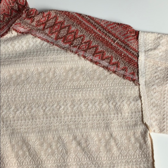 NWT Free People At the Lodge Cowl Neck Sweater Pullover XS Cream Red - Picture 6 of 8